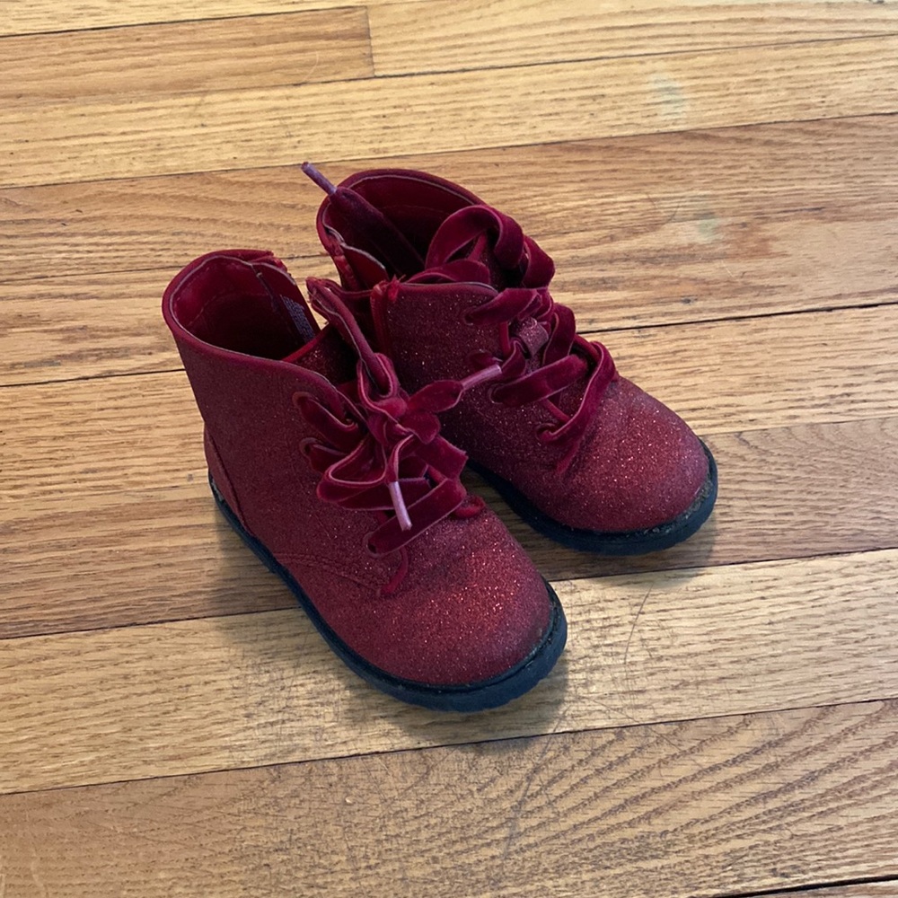 Cat & Jack Red Sparkly Toddler Girls Boots size 5